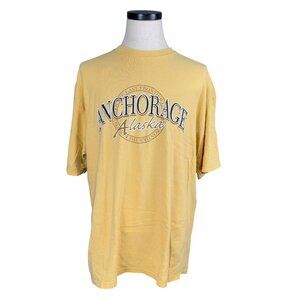 Anchorage Alaska Graphic Yellow T-Shirt Unisex Size XL Cotton Casual Crewneck